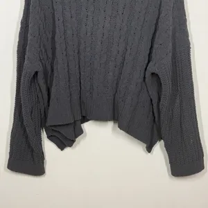 Pol Turtleneck Sweater Women's Medium Dark Gray Cable Knit High-Low Hem Pullover thumbnail 9