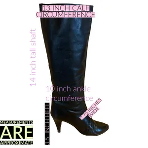 Vintage 1980'S Anne Klein Black Leather Heeled Calf High Boots (6) thumbnail 13