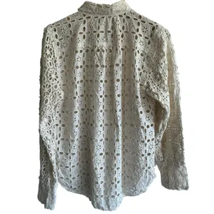 Free People FP One Yesenia Blouse M Crochet Embroidered Button Down Ivory Boho thumbnail 9