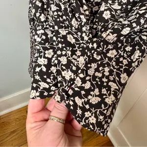 Lulus Fall Into You Black Floral Print Long Sleeve Wrap Dress Medium thumbnail 6