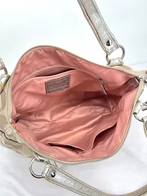 Coach Poppy Metallic Signature C Sateen Glam Y2K Large Hobo Shoulder Tote thumbnail 4