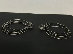 2 Black Metal Bracelet Bangles with charms thumbnail 1