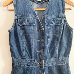 90s Vintage Aeropostale | Blue Jean Mini Dress Button down Size Small thumbnail 3