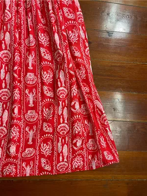 NWOT Crown & Ivy Tropical Red Sea Stripe Cotton Smocked Maxi Dress Petite L🧡🎀 thumbnail 12