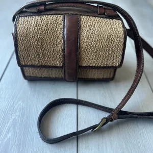 Vintage Leather woven bucket bag brown tone safari tan thumbnail 1