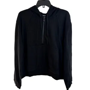 Athleta Retroterry 1/2 Zip Hoodie Womens Size Medium Black NWT thumbnail 2