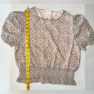 Blush BJ Floral‎ Cropped puffed short sleeve elastic waist NWT Med thumbnail 2