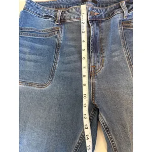 Frye Blue High Rise Wide Leg Raw Hem Denim Jeans Size 31 Med Wash Patch Pocket thumbnail 10