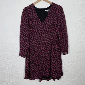 Reformation Tasmin Mini Dress Dress in Bon Bon Long Sleeve Heart Print Sz 8 NWT thumbnail 2