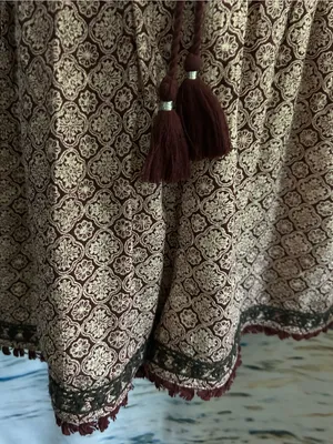 American Eagle Boho Lace-Up Tassel Romper in Cream & Burgundy SM NWOT thumbnail 8