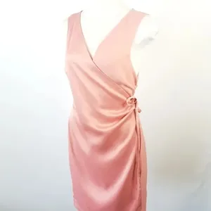 ONE ONE SIX Peach‎ Pink Satin Surplice Dress L thumbnail 4