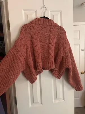 Altar'd State Blush Pink Cable Knit Sweater thumbnail 4