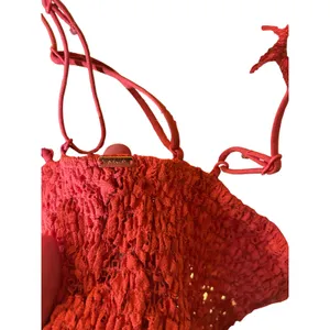 Free People Pink Lace V-Neck Crop Top Cross Back Straps Bralette Boho Women's L thumbnail 3