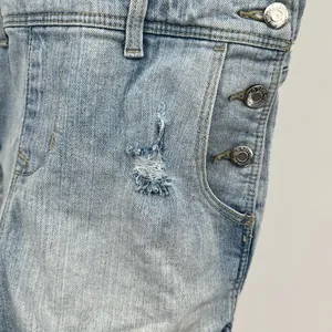 Old navy distressed medium wash denim blue jean shortalls overalls size XS thumbnail 4