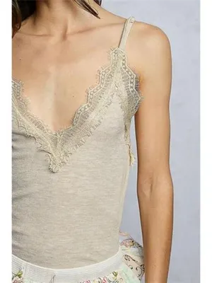 POL Lace Detail‎ V-Neck Ribbed Cami thumbnail 7