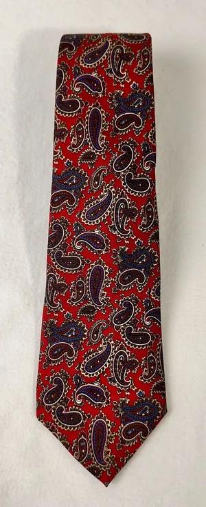 Rooster West End Collection Men's Tie Silk Paisley Burgundy Multicolor Necktie thumbnail 1