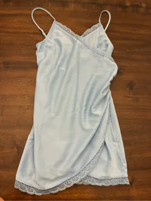 Urban Outfitters Dress Women’s Medium Blue Slip Lace Sleeveless Mini New NWT thumbnail 1