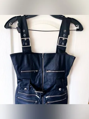 WeWoreWhat Vegan Leather‎ Moto Overalls Zipper Black XS NWT thumbnail 5