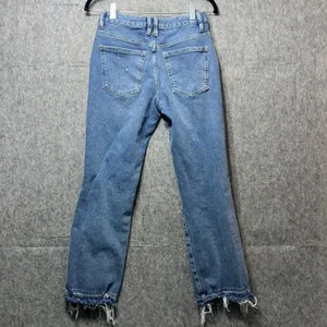 We The Free 27 Distressed Denim Jeans Frayed Hem Button Fly‎ Light Wash thumbnail 6