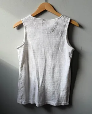 Vintage Y2K White cotton tank top vest with button up front 🔥 thumbnail 2
