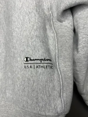 Champion Hoodie Womens XL Gray Full Zip Fleece Cropped Sweatshirt Logo Athletic thumbnail 7