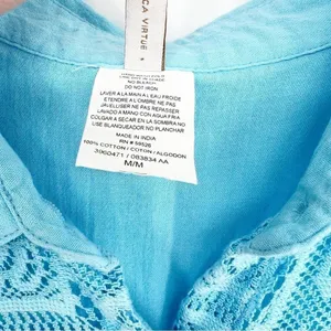BECCA Mesh Button Down Belted Swim Cover Up Women's‎ Size M Blue Resortwear thumbnail 8
