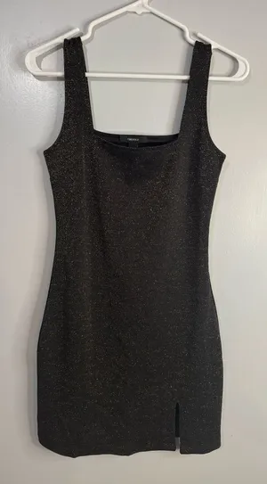 Forever 21 Black Sparkle Mini Dress with Subtle Slit Size Small thumbnail 1