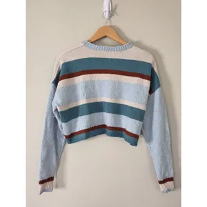 Pacsun Cropped Sweater Striped Blue Size Medium Pullover Style NEW‎ thumbnail 3