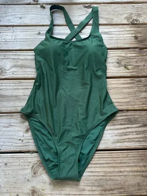 NWT Quince Cross back one piece swimsuit palm extra mediun thumbnail 3
