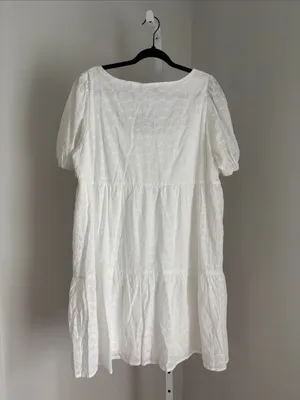 Nasty Gal White Eyelet Square-Neck Mini Dress Women’s Plus Size 14 Sundress thumbnail 2