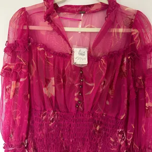 Free People Time For Shine Smocked Mesh Top In Purple Combo thumbnail 7