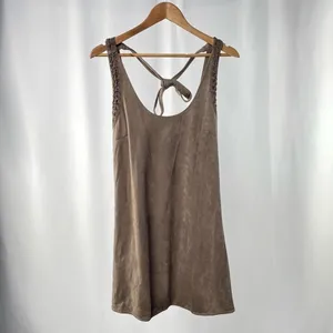 Miss‎ Me Vegan Suede Sleeveless Mini Shift Dress in Brown Size Small thumbnail 3