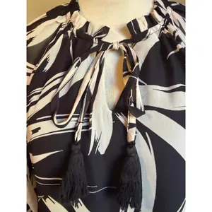 Luxology‎ Black White boho whimsi resort dainty y2k flowy Dress Large cottage thumbnail 2