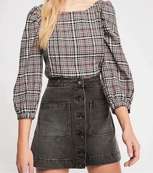 Free People Don’t Get Me Wrong black denim skirt size 27 thumbnail 1