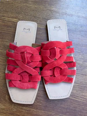 Marc Fisher LTD Red Suede Leather Slide Sandals Women’s Size 7M Flat thumbnail 2
