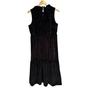 J.Crew Shimmer Velvet Sleeveless Midi Dress Size 12 Black BV968‎ thumbnail 4