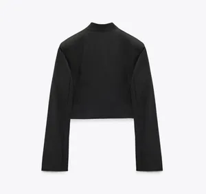 ZARA blazer cropped suit jacket black casual business thumbnail 3