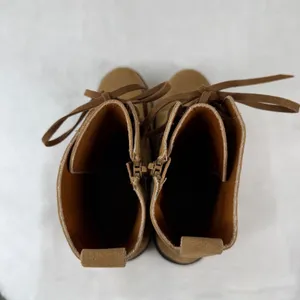 Oasis Society Tan Suede Lace Up Combat Boots Side Zip Lug Sole Block Heel Size 8 thumbnail 7