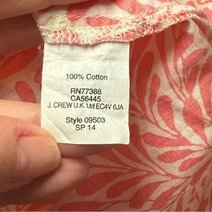 J. Crew Coral Navy Floral Crepe 100% Cotton V-neck 3/4 Sleeve Tunic‎ Medium EUC thumbnail 6
