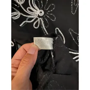 Christopher&Banks Black Sparkle Embroidered Scalloped Hem 3/4 Sleeve Top S thumbnail 6