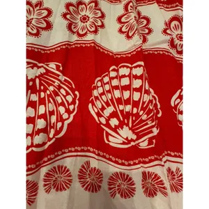 Calypso‎ St Barth Maxi Dress Red White Linen Blend Shells Boho Resort Size XS thumbnail 6