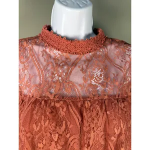 Hint of Mint Lace Mock‎ Neck Top Boho Romantic Cottagecore Blouse L thumbnail 3