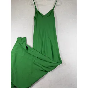 Shop Shani Green Maxi Dress V-Neck Adjustable Spaghetti Straps‎ Solid Crepe S thumbnail 8
