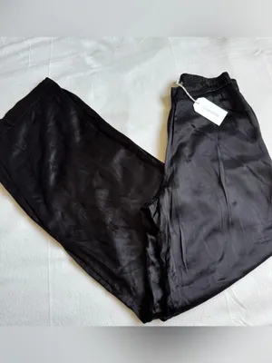 New Enza Costa Pleated Satin Pant in Black thumbnail 2