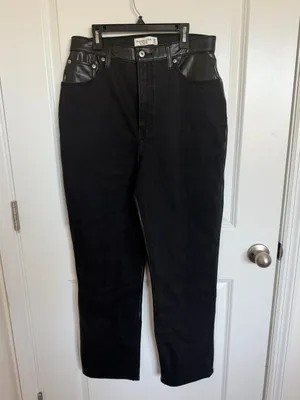 Abercrombie & Fitch The 90’s Straight Ultra High Rise Mixed Fabric Jeans 10 thumbnail 3
