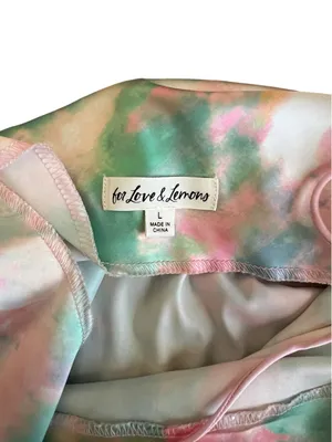 For Love & Lemons Women’s Call Me Tie Dye Silky Ruched Midi Slip Dress Size L thumbnail 4