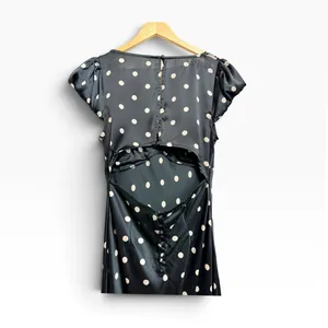 Free People Butterfly babe Polka Dot Satin Open Back Maxi Dress Black White M thumbnail 6