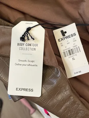 Express NWT Body Contour Croc Faux Leather Square Neck Cropped Tank‎ Top Size XL thumbnail 7