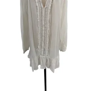 Eberjey Summer of Love Elba‎ Cover Up Dress White Crochet Tunic Size Large thumbnail 5