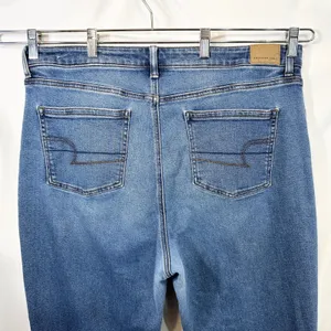 American Eagle Plus Size 18 Jeans Mom Dark Raw Distressed Blue High Rise‎ 327 thumbnail 10